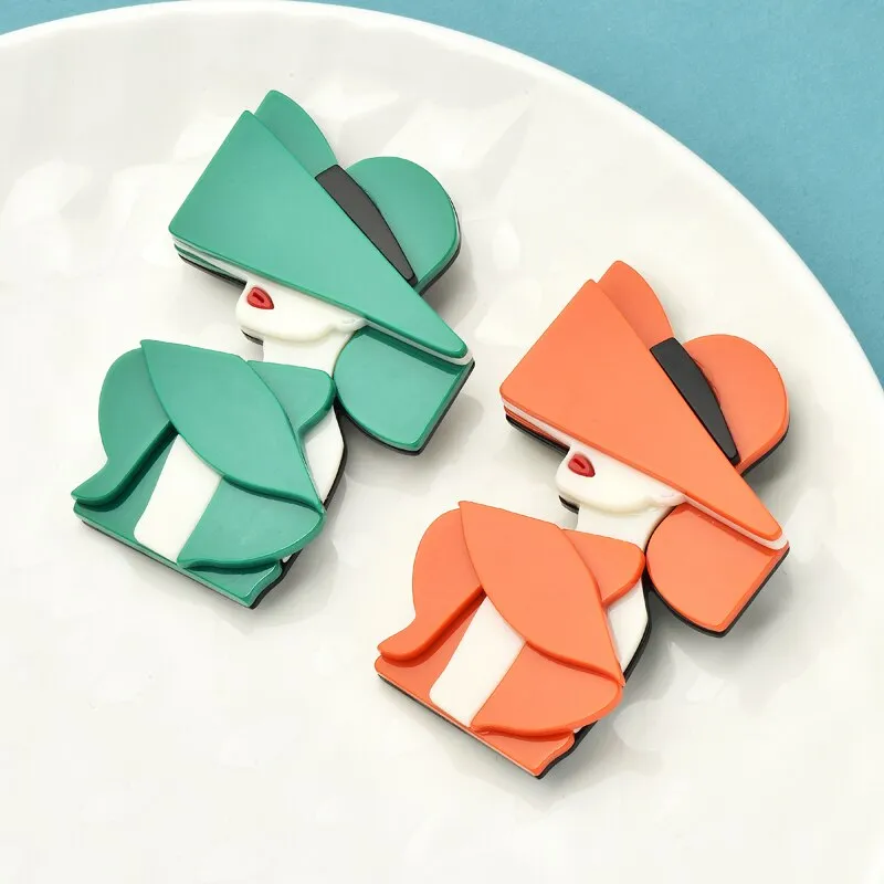 Girl with A Hat Acrylic Brooch Pin Accessories
