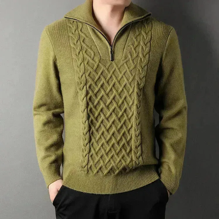 Men's Winter Fashion Half Zip Slim fit Knitted Woolen Pullover Sweater